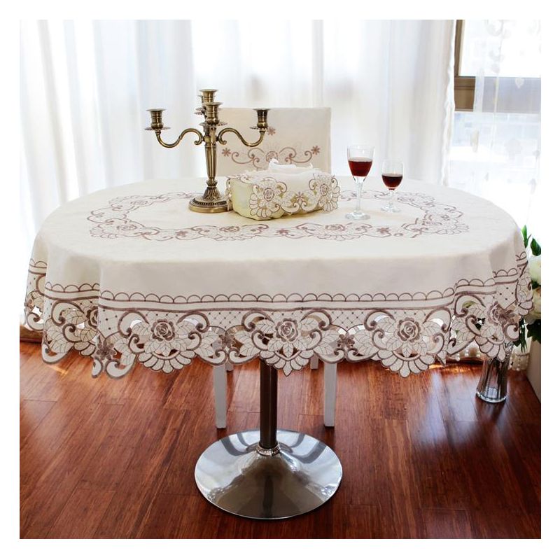 Table Cloth Cover Home Tablecloth Oval Embroidered Plastic Lace Pattern Protect