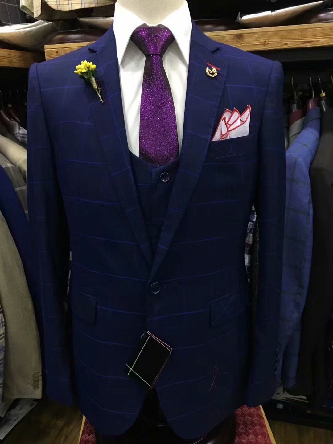 checkered wedding suit