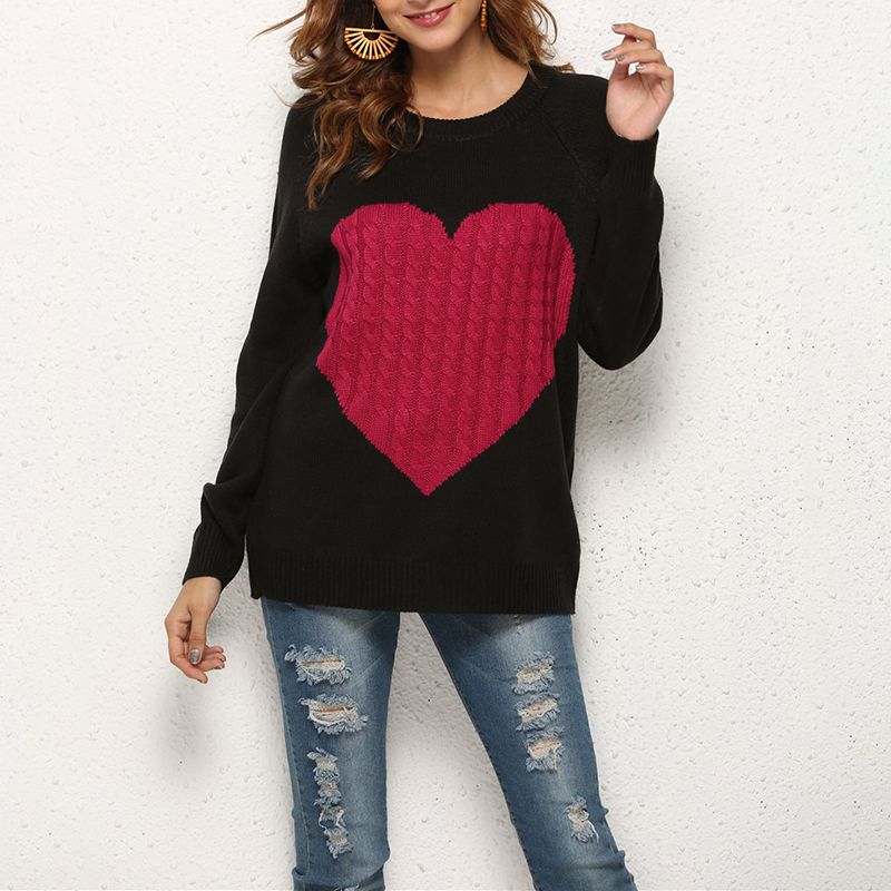 Womens Sweaters Spring Heart Knit Tops 