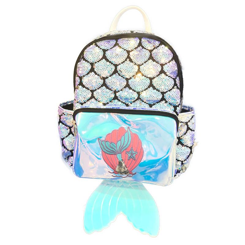 My Daily Fish Scale Mermaid Tail Backpack 14 Inch Laptop Daypack Bookbag for Travel College School 