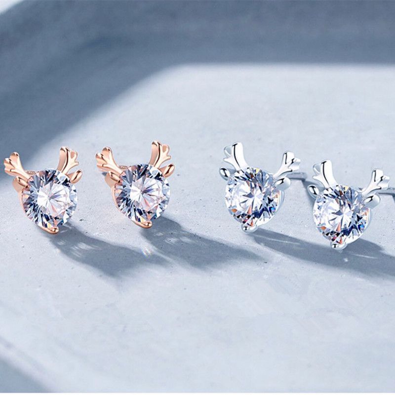 2020 Fashion Lady Simple Crystal Deer Earrings High Quality S925 ...