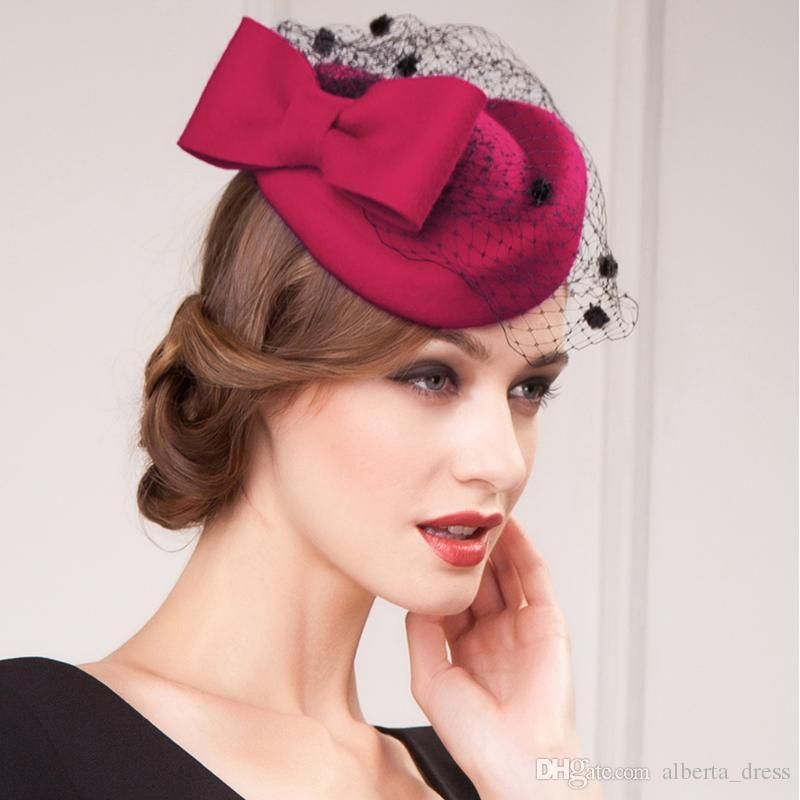 Burgundy Special Occasion Hats Bridal 
