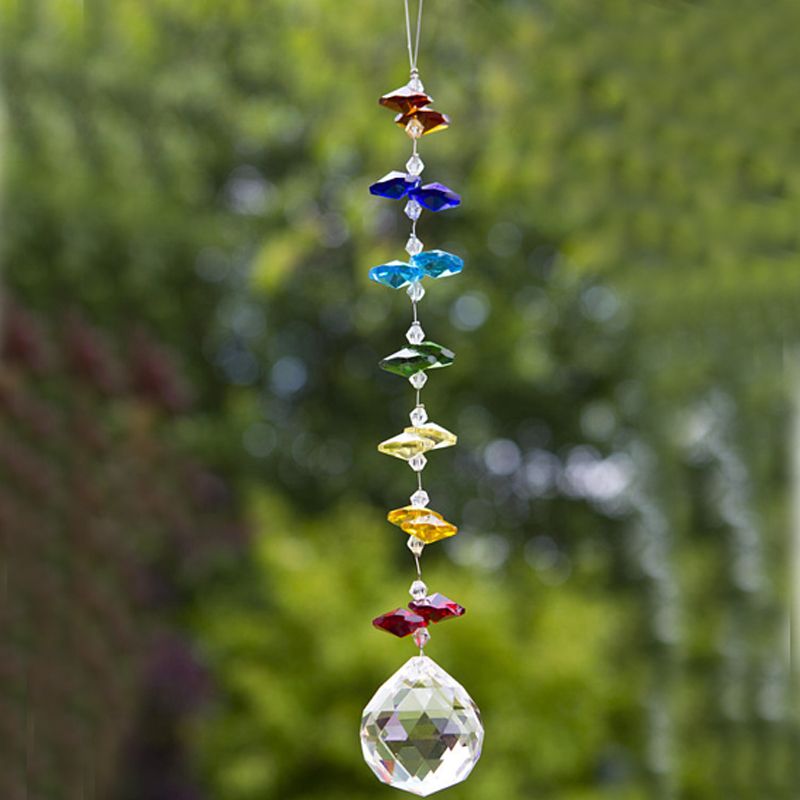 Shine Blue Crystal Chandelier Ball Rainbow Sun Catcher Wedding Decor Lamp