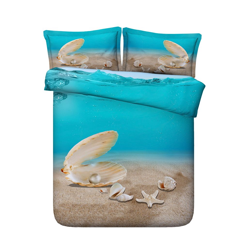 Seashell Bedpreads Bedding With 2 Pillow Shams 3d Ocean Beach