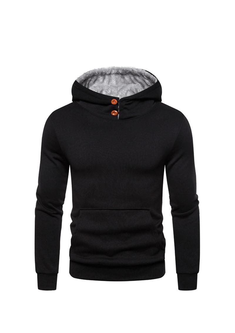2020 Solid Color Mens Designer Hoodies Casual Button Decoration Big