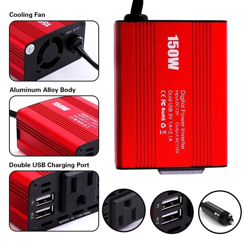 150Wの車の電源インバーター逆転DC 12V、ACからAC 110V / 220V 2.1A