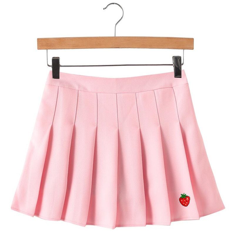Compre 2018 Outono Novo Kpop Morango Bordado Mulheres Saia Plissada Harajuku Saia Japonesa De Cintura Alta Malha Plus Size Feminino Saia De Yigu110, $88,82 | Pt.Dhgate.Com