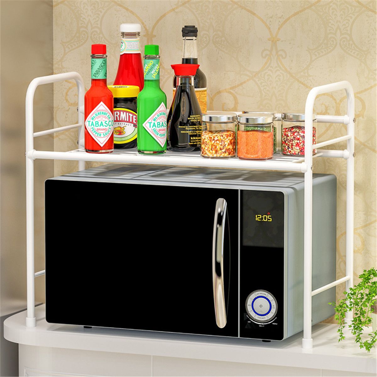 Compra Múltiples Funciones Del Metal Del Horno Microondas Del Estante Del  Estante De La Especia Capas Organizador De Escritorio Doble Cocina Baño De  Almacenamiento De Soporte Blanca T200320 Barato | Entrega Rápida