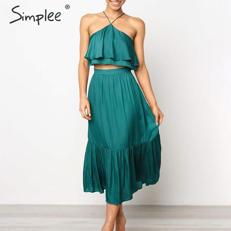 halter midi summer dress