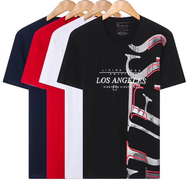 Guess camiseta moda hombre diseñador camiseta gran letra logo impresión alta camisetas