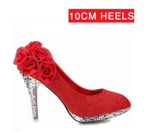 red and silver high heels