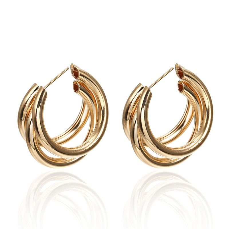 2020 Trendy Simple Design Round Shape Hoop Earrings Metal Wind