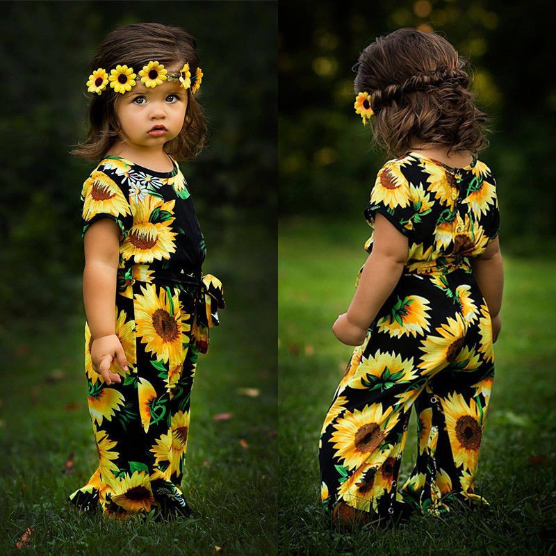 baby girl sunflower romper