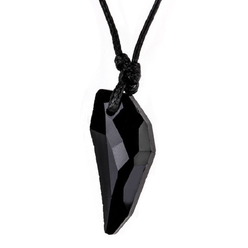 Homme Collier Dent Chaîne Loup dent Pendentif Cristal Collier Longue Mode