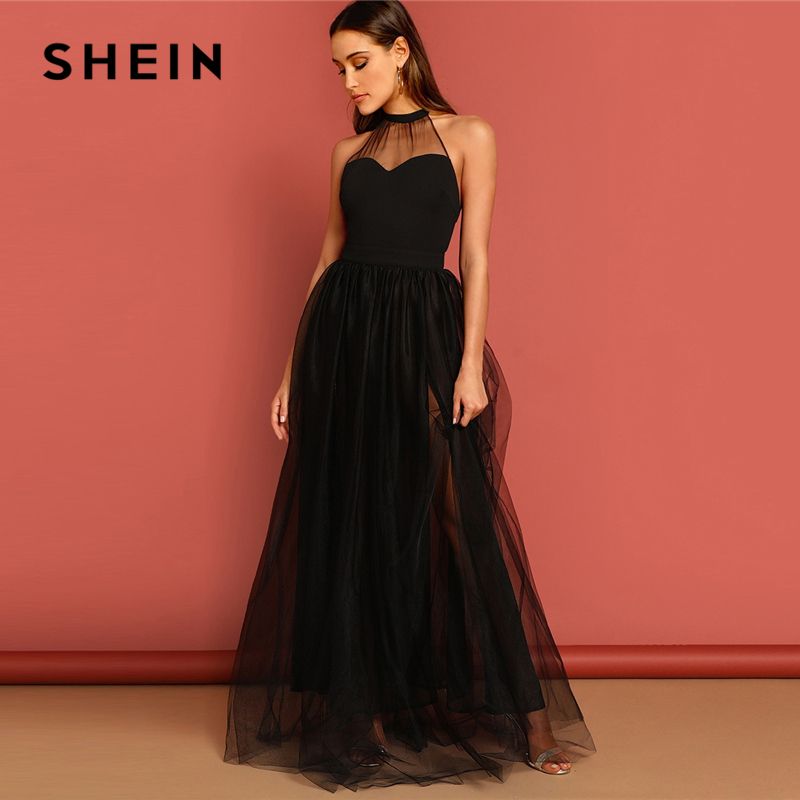 shein black lace dress