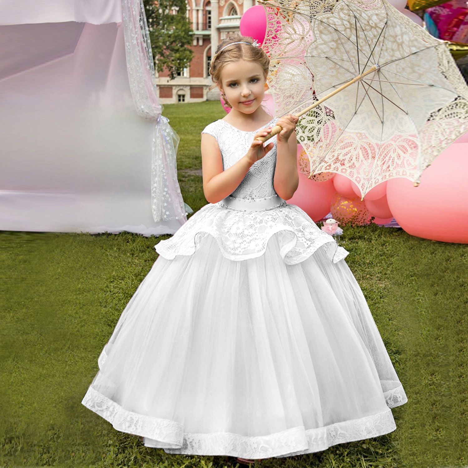 Vestido de niña de flores rosadas para bodas vestidos de bolas para fiesta  de fiesta de halloween vestido de la princesa Vestidos infantiles 12 13 14  años de vestir de graduación escolar