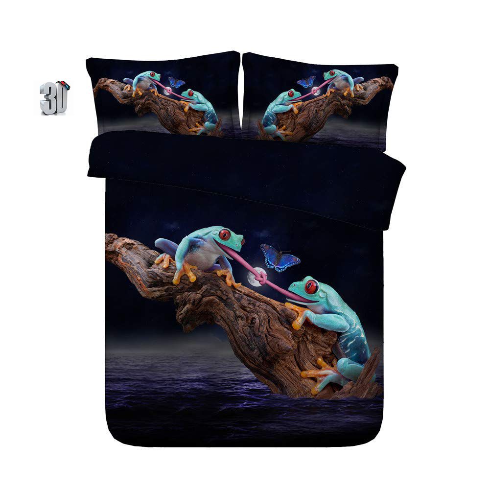 150x200cm 3d Frogs Duvet Cover Set Decorative Bedding Set With 2