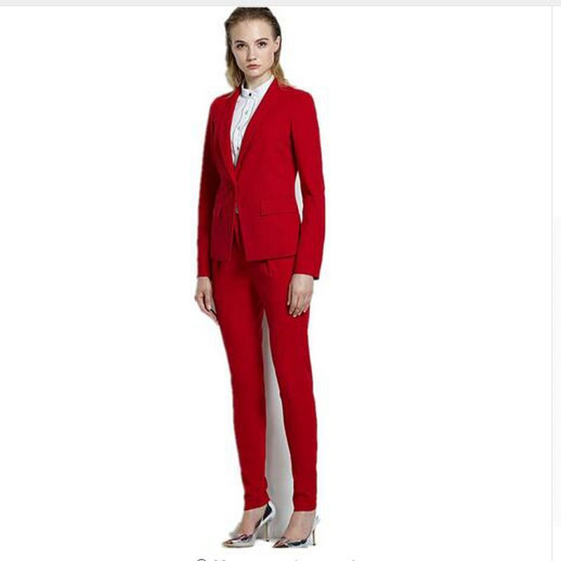 red casual suit