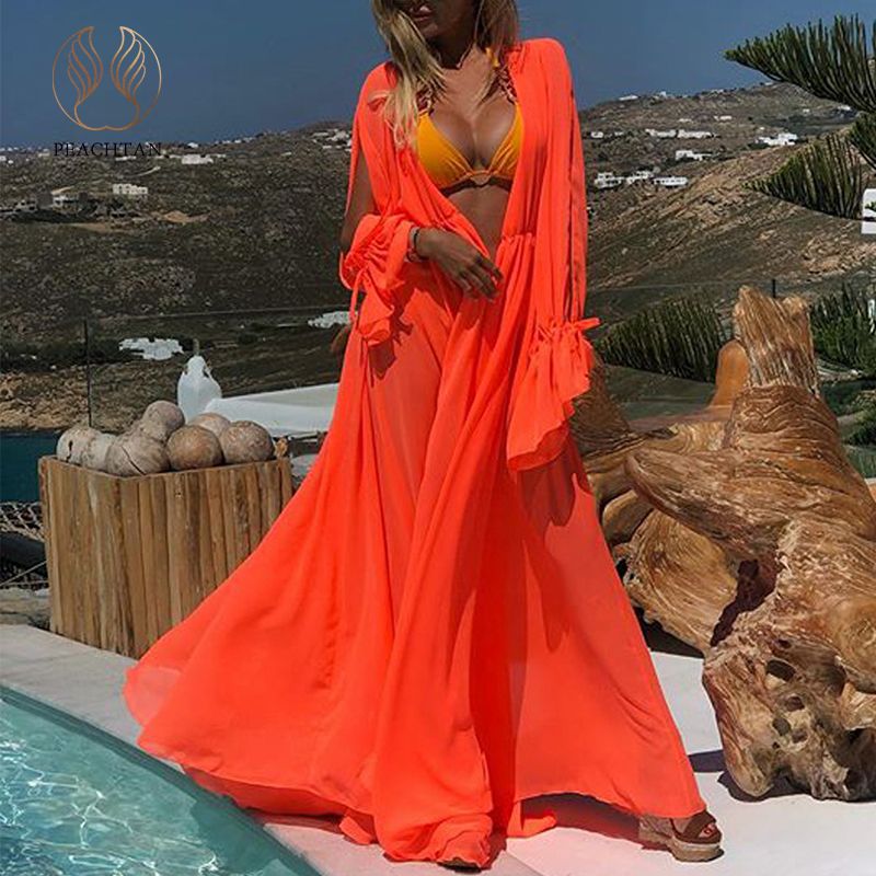 orange long sleeve swimsuit