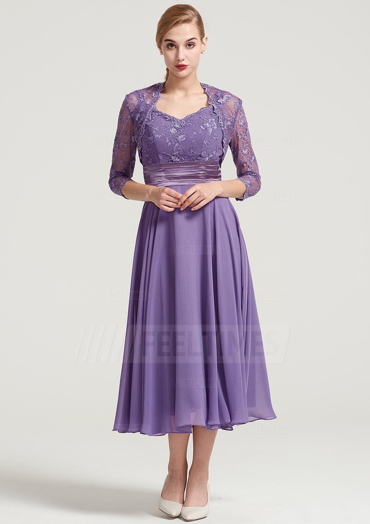 lavender tea length dress