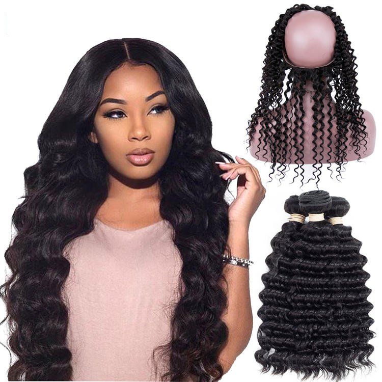 Human Hair Weaves Women S Wigs Deep Wave Medium And Long Curly