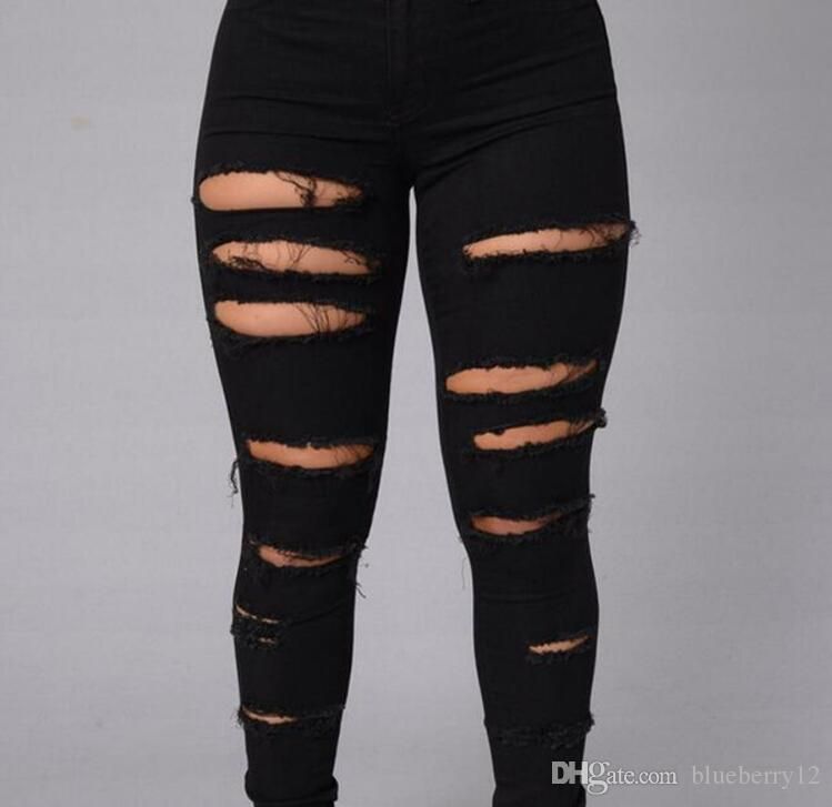 High Street Women Skinny Jeans Sexy 