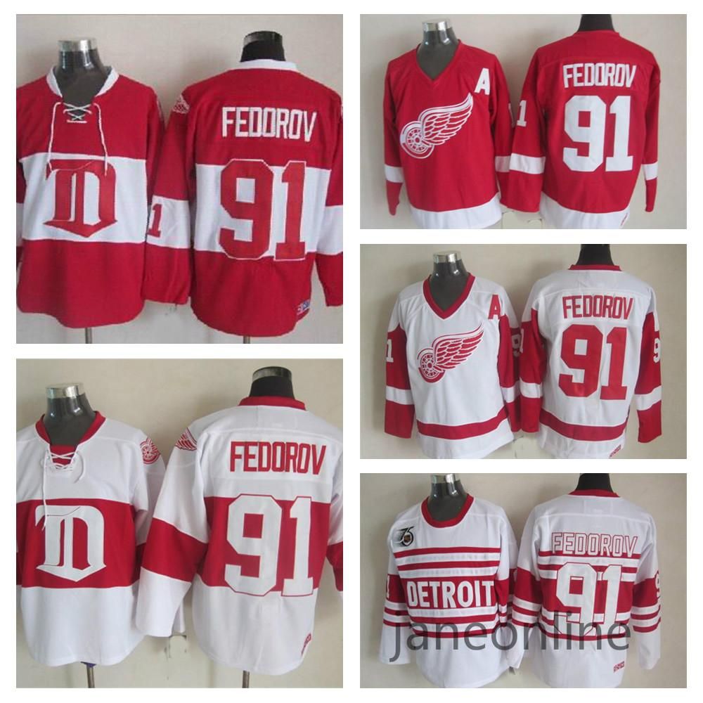 SERGEI FEDOROV Detroit Red Wings 1992 CCM Vintage Throwback NHL Hockey  Jersey - Custom Throwback Jerseys