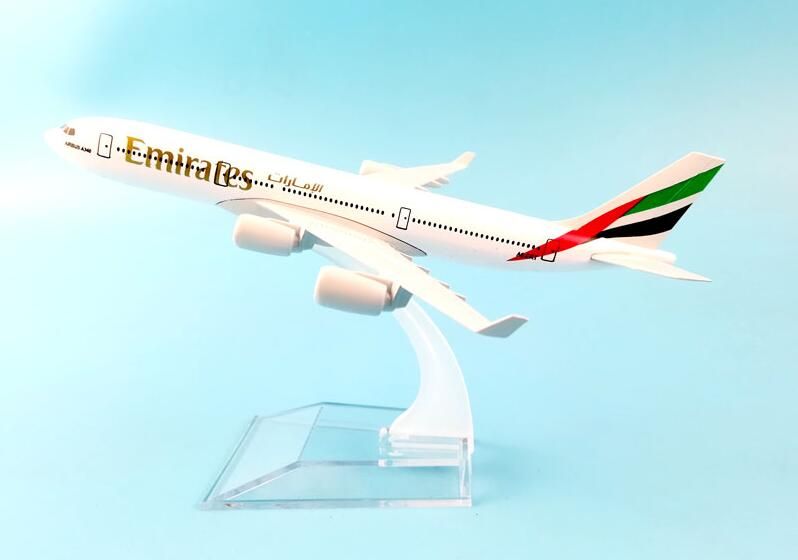 AIRPLANE 16cm METAL PLANE MODEL EMIRATES AIRBUS 340 AIRCRAFT A340 FOR KIDS GIFT