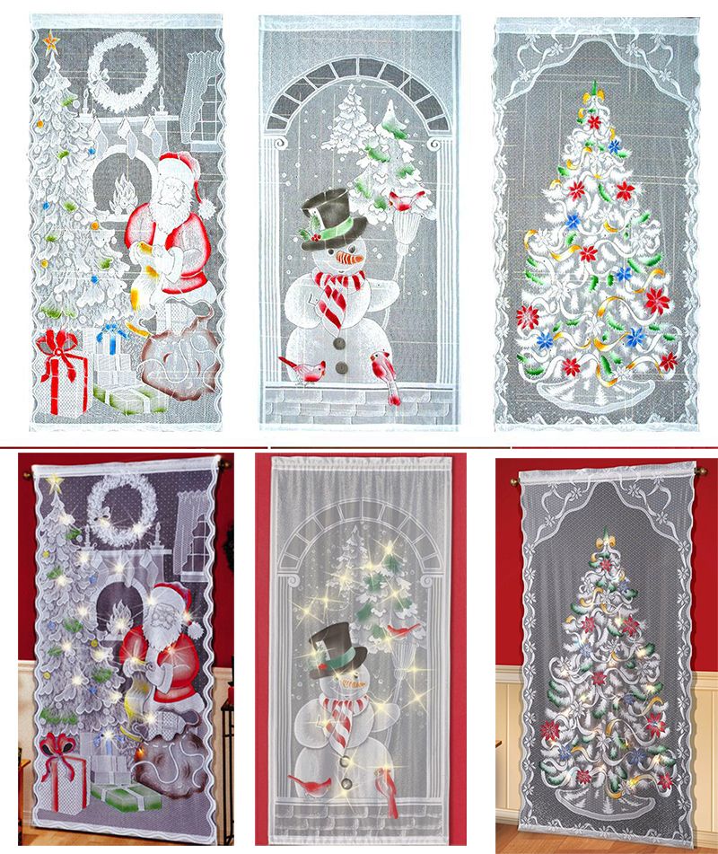 Curtains Curtains Claus Santa Christmas Lace Pattern Claus Curtain Lace Santa