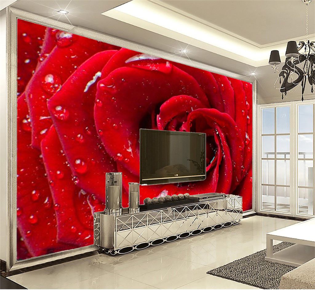 3D Wall Paper Home Decor Custom Home Decoration Bright red rose Indoor TV  Background Wall Decoration