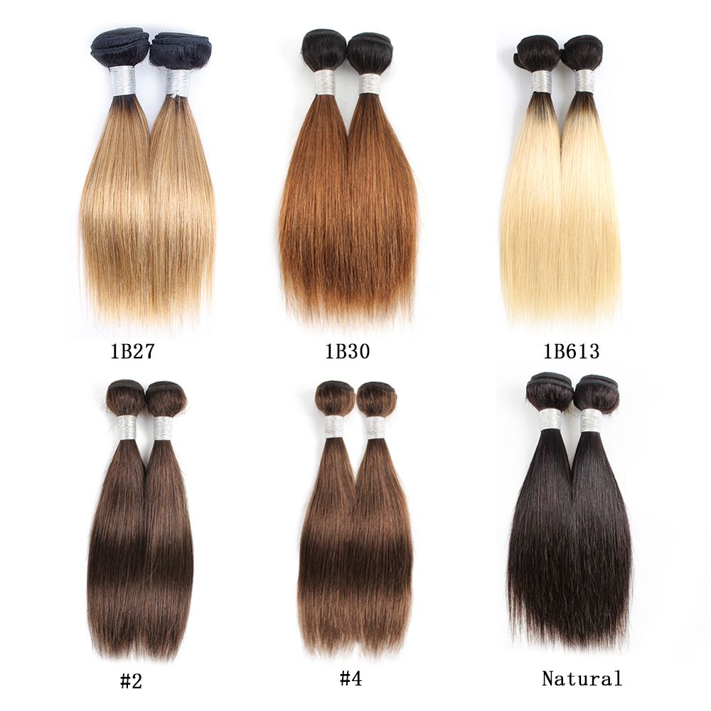 Cheap Color Human Hair Weave Bundles Ombre Blonde Brown Short Bob