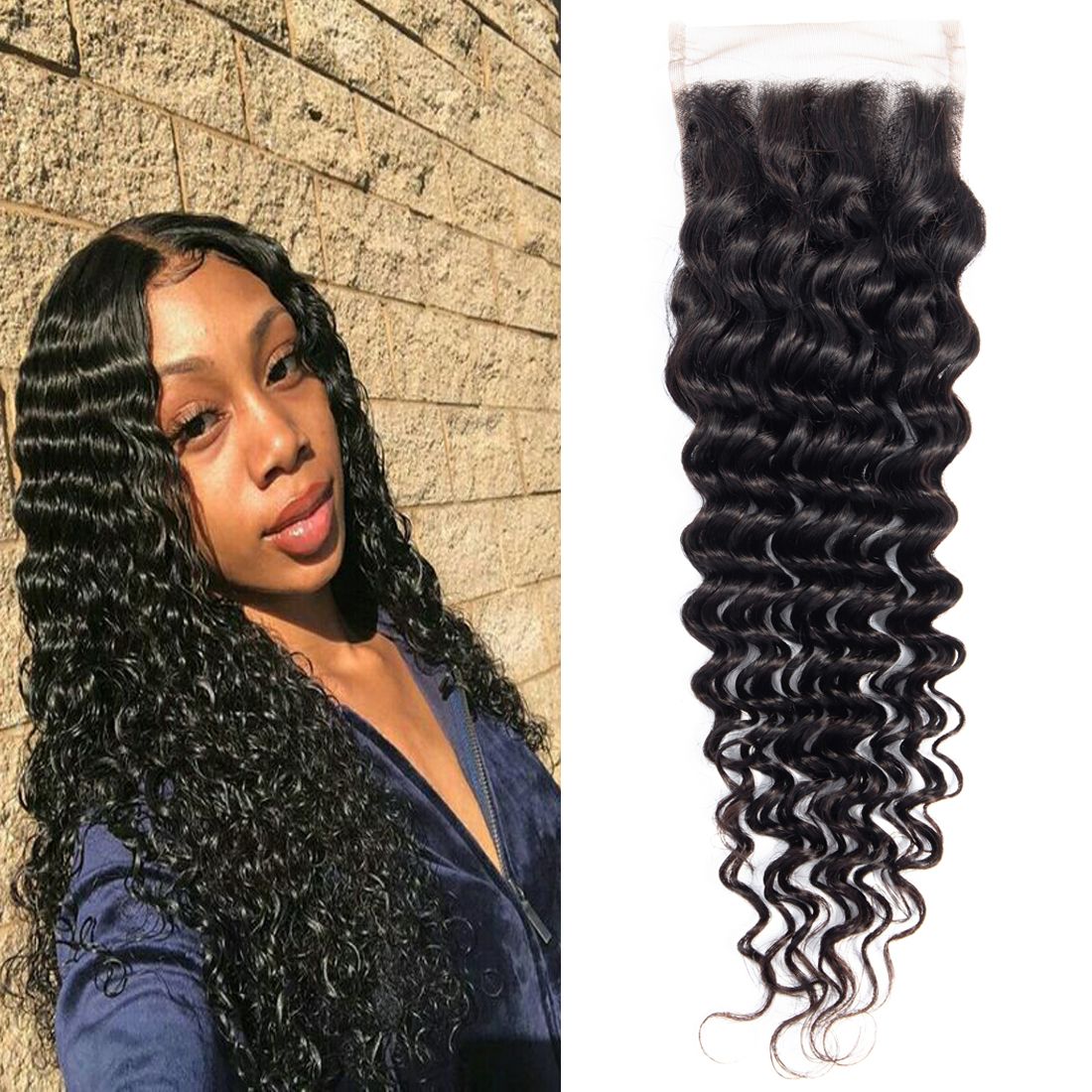 2020 Dressmaker Brazilian Deep Wave Lace Closure Free Part Non