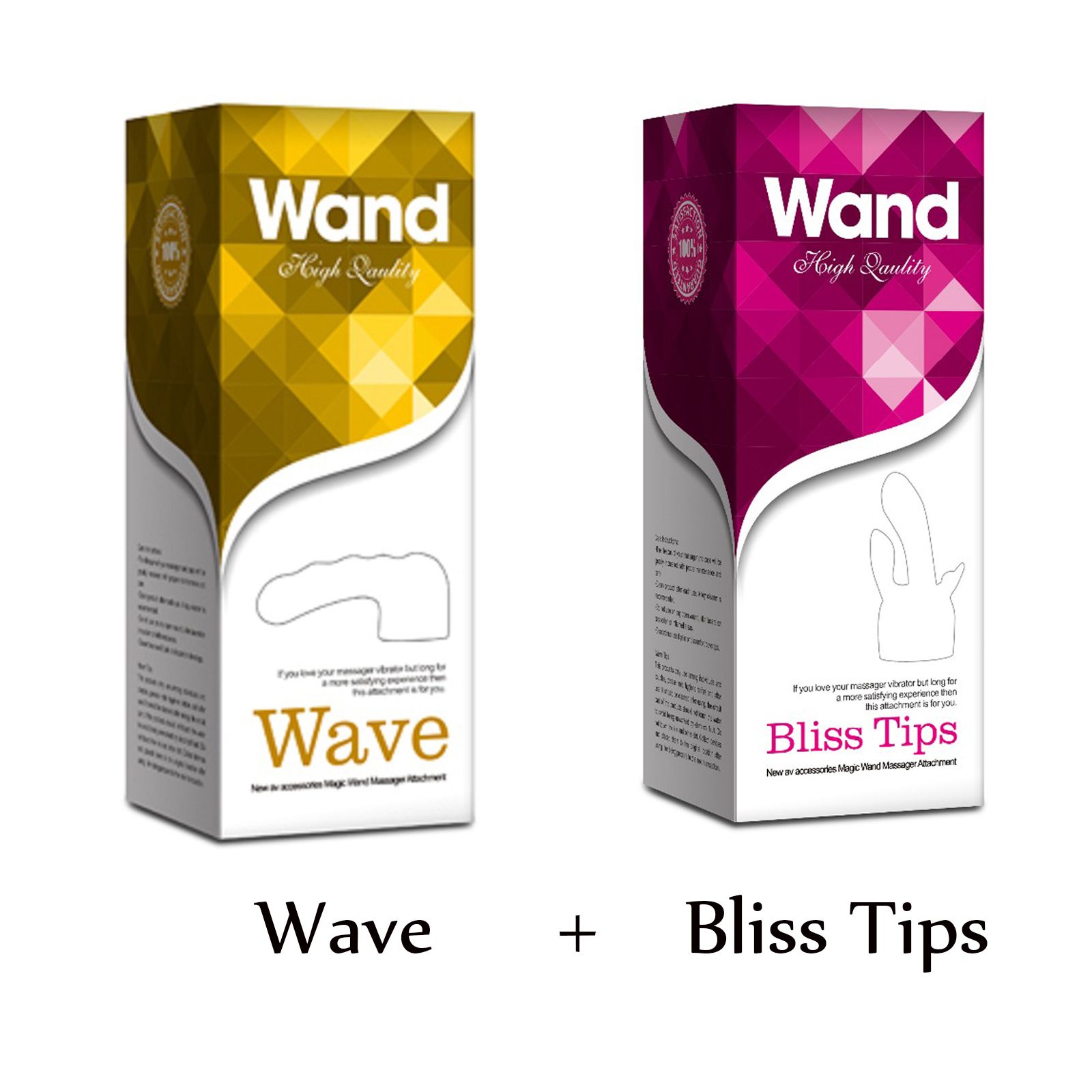 Wave + Bliss Tips Magic Wand Heads For Hitachi Magic Wands Massager
