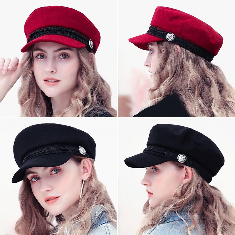 Boinas De Invierno Sombreros Mujeres Tapa Octagonal Botón De Lana Lana Visera Gorras De Béisbol Femenino Casual Bakers Boy Hat Gorras De 13,69 € | DHgate