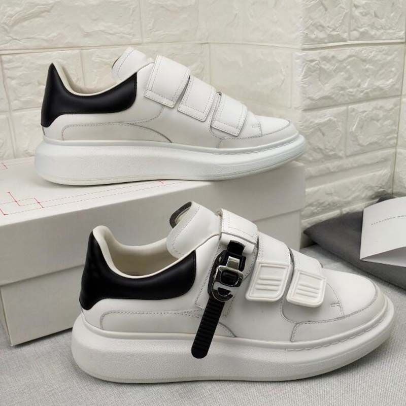 white platform velcro sneakers