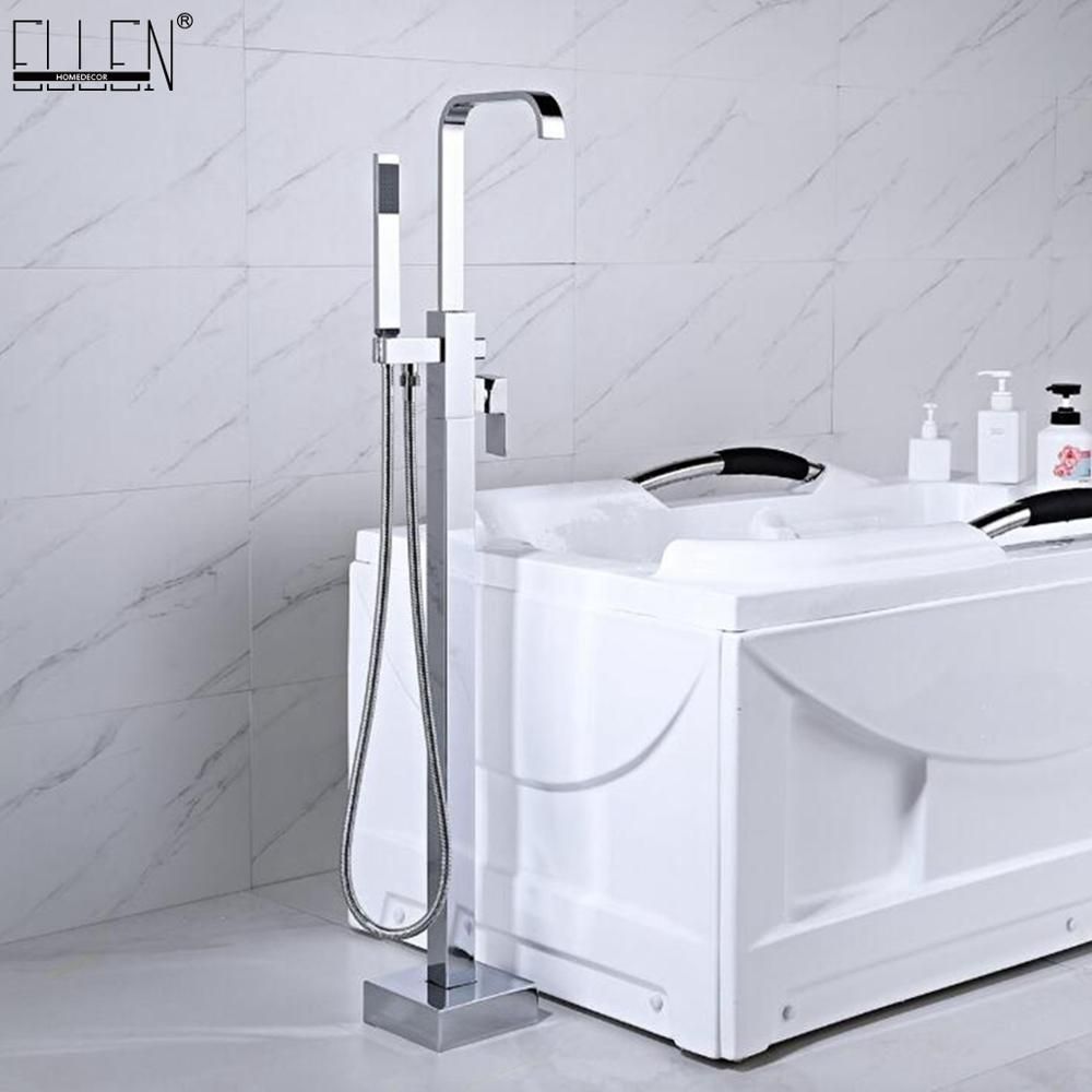 2020 Bath Floor Stand Faucets Square Bathtub Faucet Bright Chrome