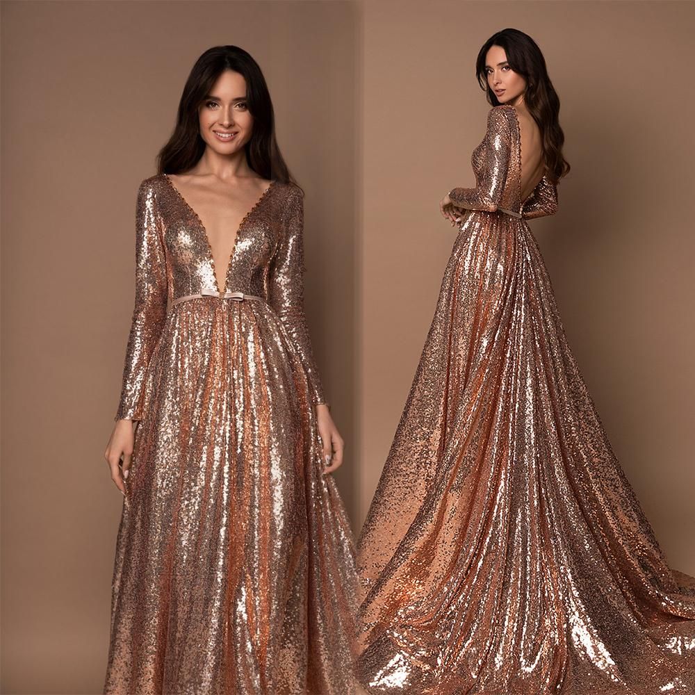 gold glitter evening gown