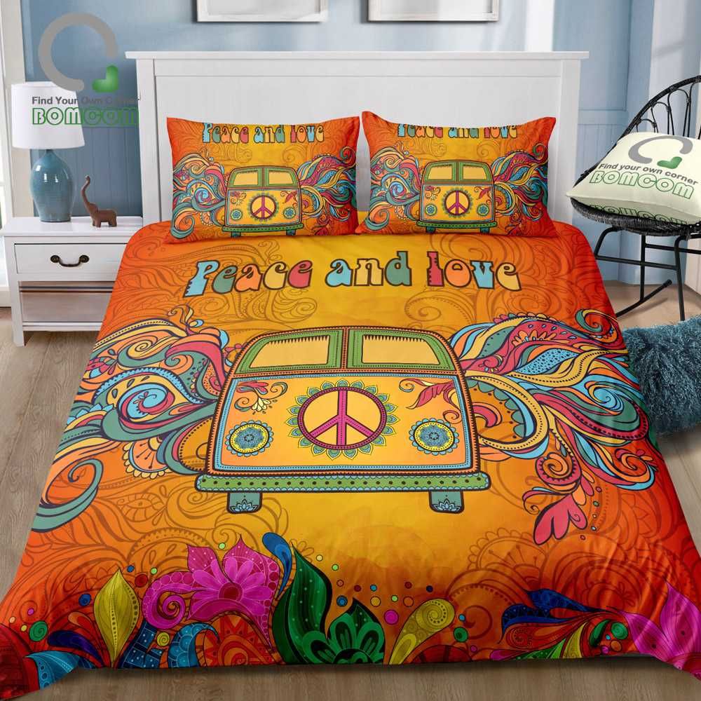 Bomcom 3d Digital Printing Camper Van Kombi Hippie Peace Love