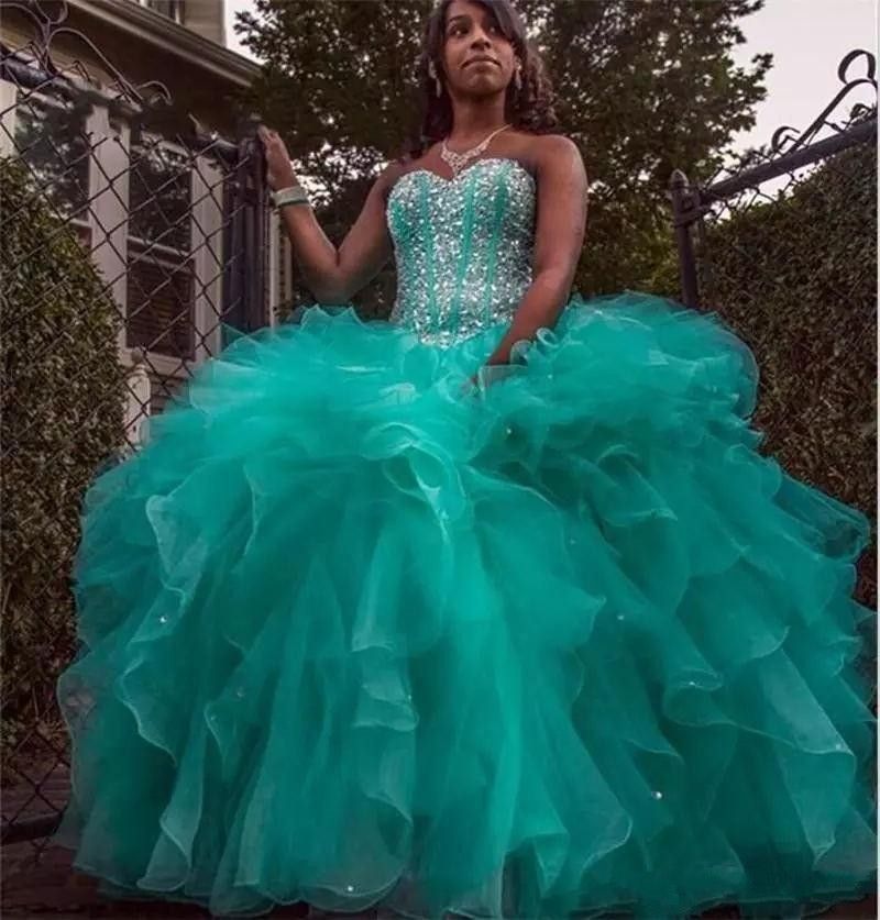 Sparkly Mint Green Quinceanera Dresses Ball Gown Sweetheart Crystal