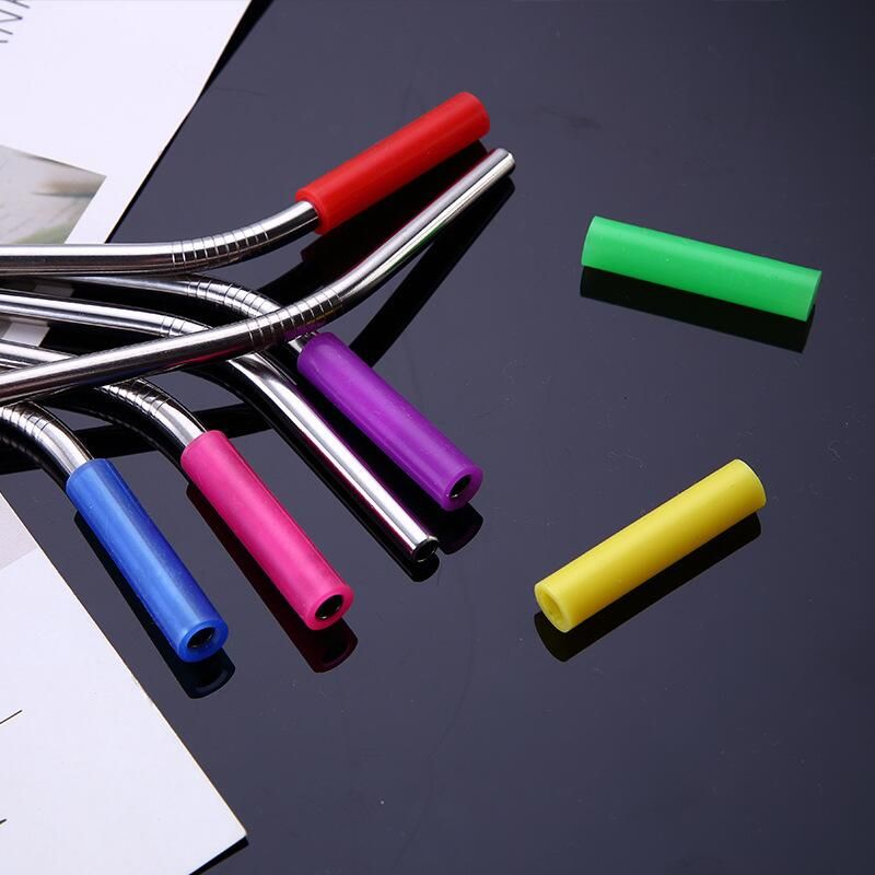 2020 Anti Tooth Collision Stainless Steel Straw Straws Silicone Sleeve Length 4cm Inner Diameter
