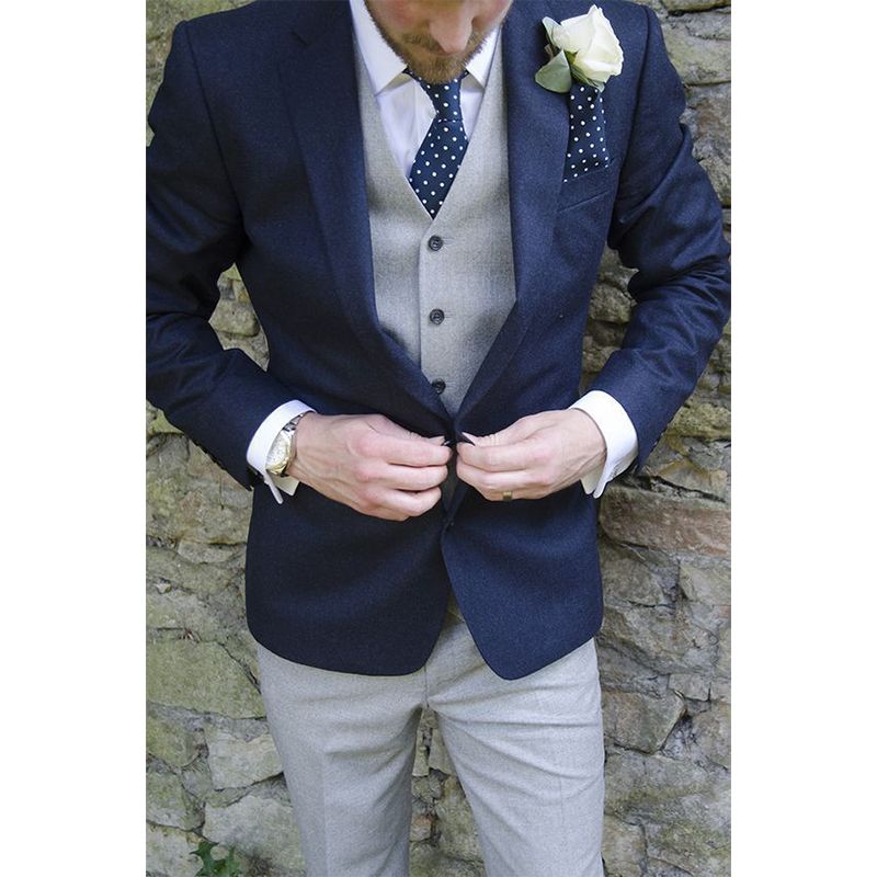 Compra Gris Chaleco Pantalón Azul Marino De La Chaqueta Del Traje De Novio  Esmoquin Hombres Trajes De Boda Prom Cena Mejor Hombre Blazer Chaqueta +  Pantalones + Chaleco Barato | Entrega Rápida