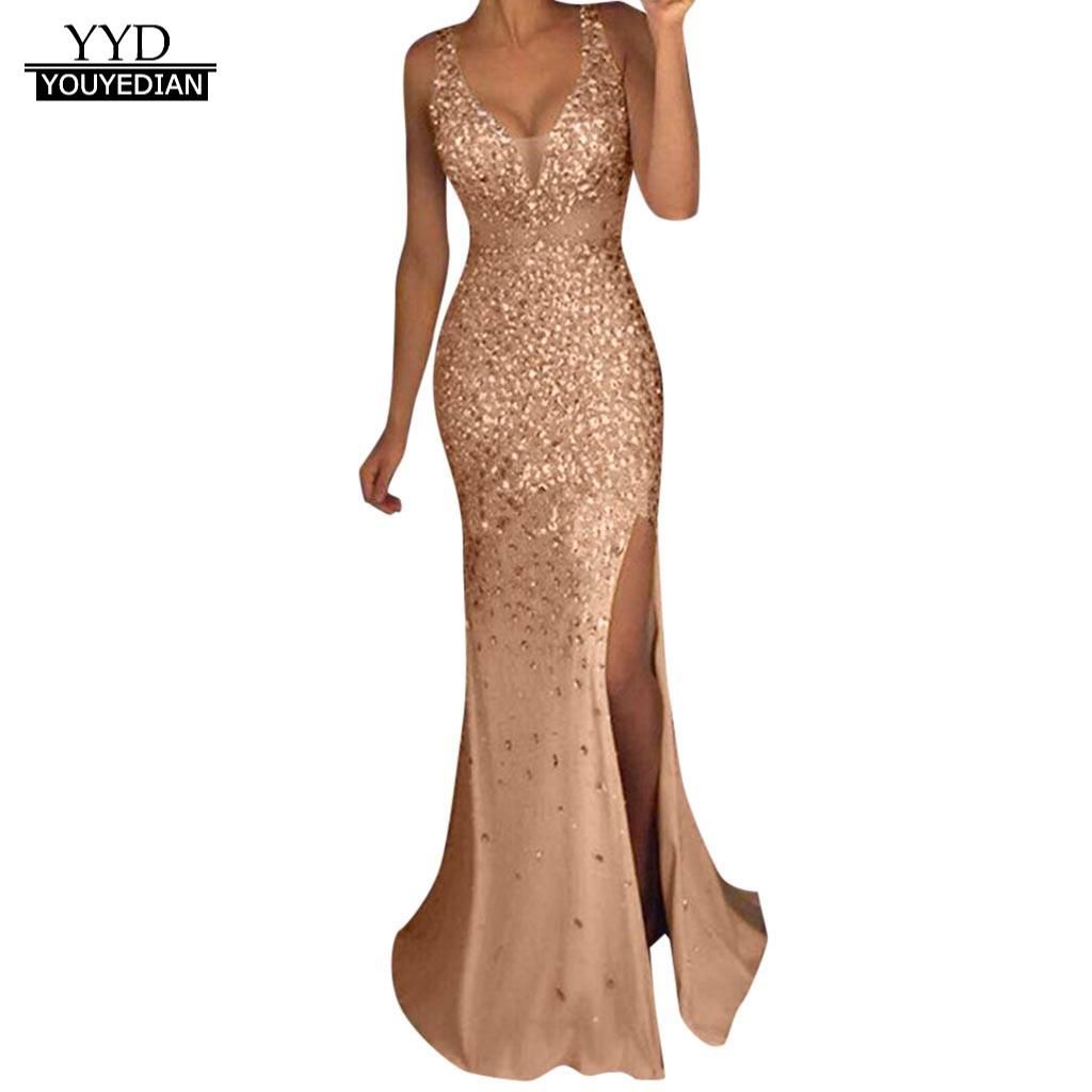 abito lungo con paillettes