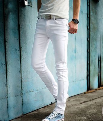 Alta calidad 2019 moda hombre delgado pantalones vaqueros blancos pantalones casuales para hombre pantalones lápiz
