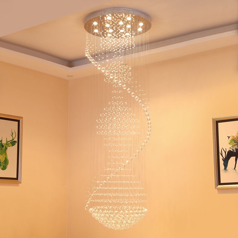 Modern Led Chandeliers Luxury Chrome Large K9 Clear Crystal Ceiling Lighting Lustre Cristal Hanging Pendant Lamp Hotel Vallkin Chandelier Fan Ceiling