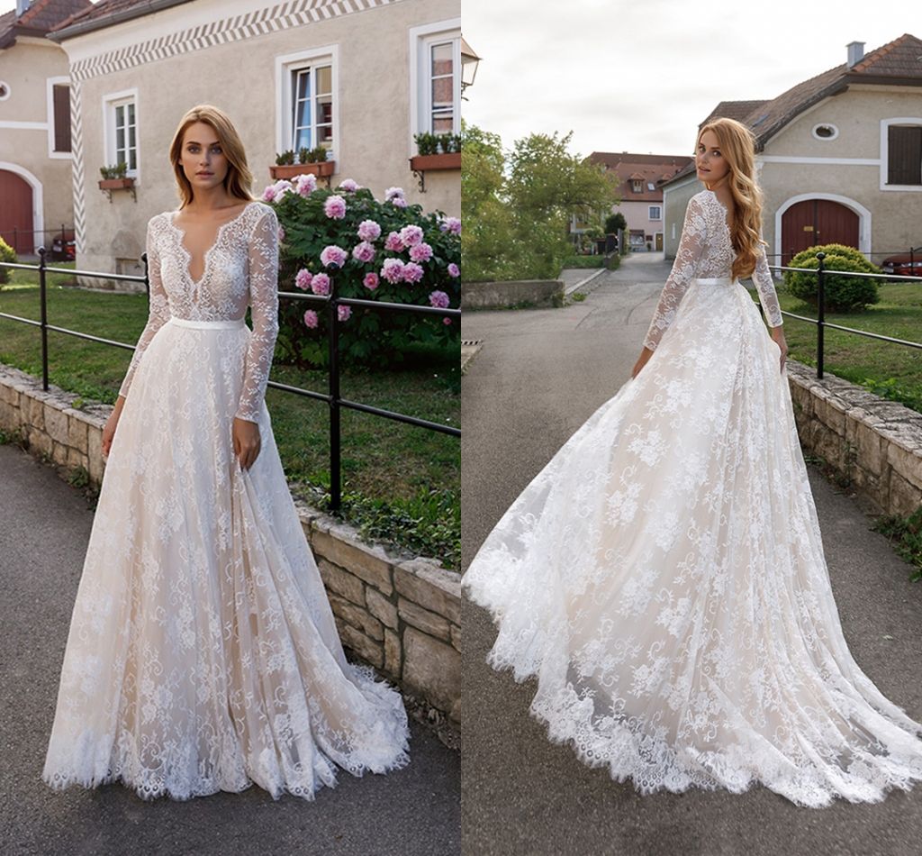 Discount 2020 Hot Sale Boho Wedding Dress Full Lace