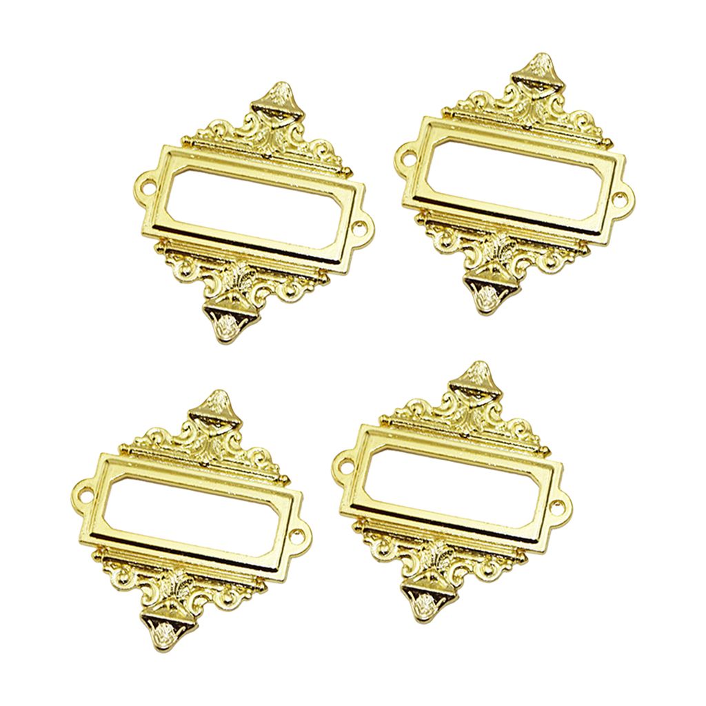 4Pcs Drawer Pull Cabinet Card Tag Label Holder Metal Lace Frame Anti-rust