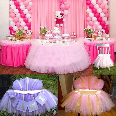 2019 Tutu Tulle Table Skirts Baby Shower Decoration For High Chair