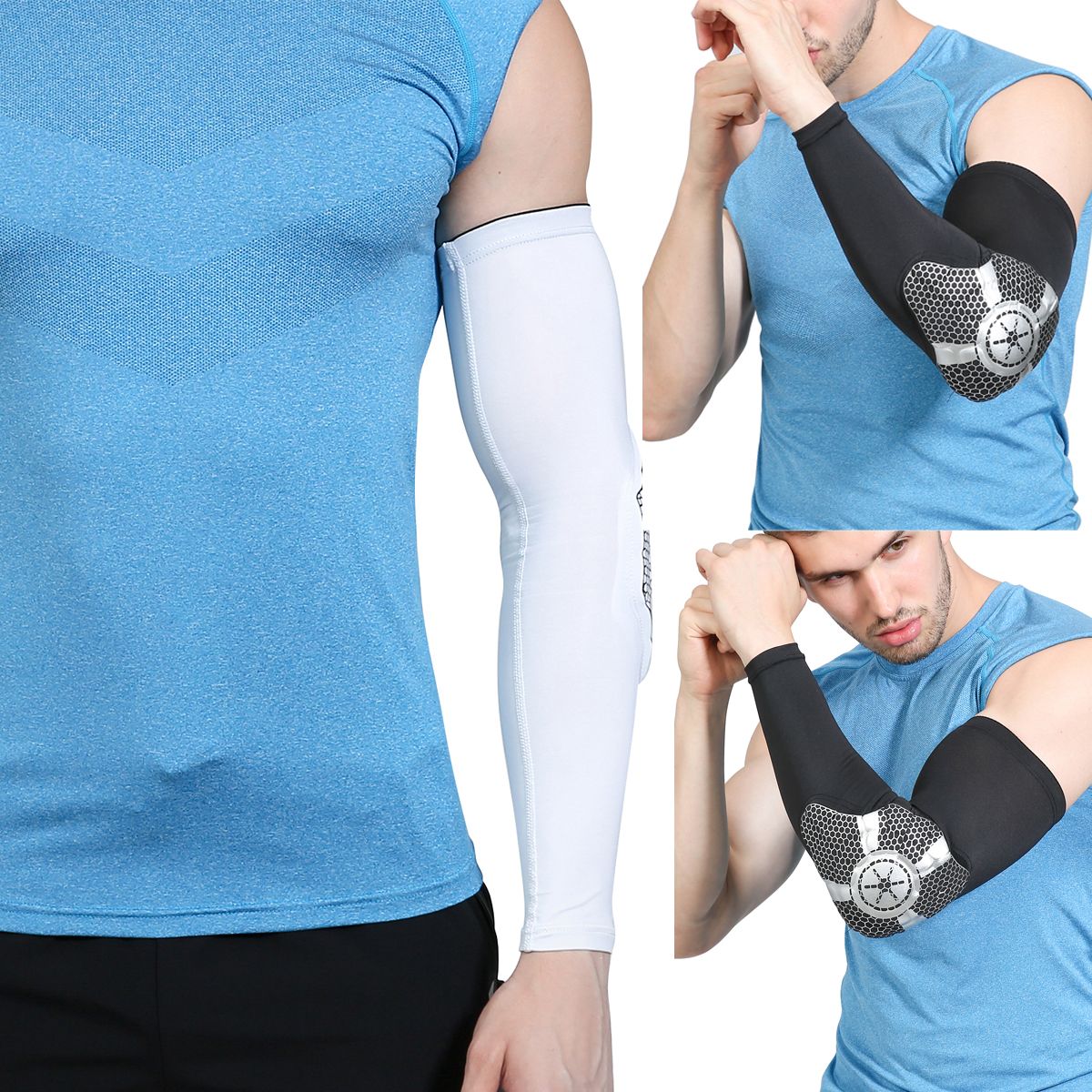 Elbow Guard Sleeve Compression Arm Sleeve Sport Elbow Support for Man and Women Blue M 