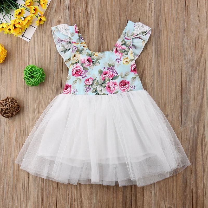 Floral de la niña de ropa Jumper vestido de la del tutú cómodo y fácil