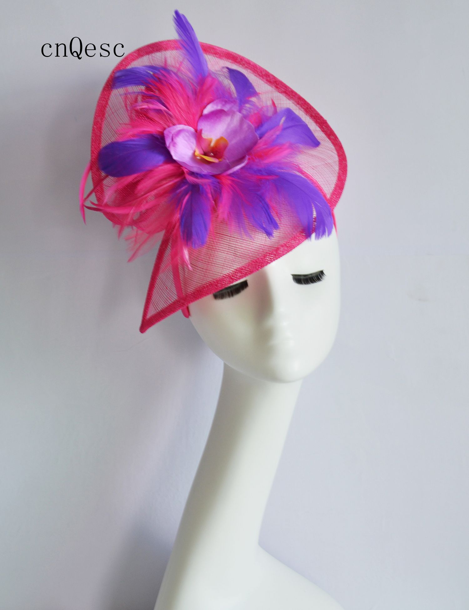2021 Hot Pink Purple Sinamay Fascinator 